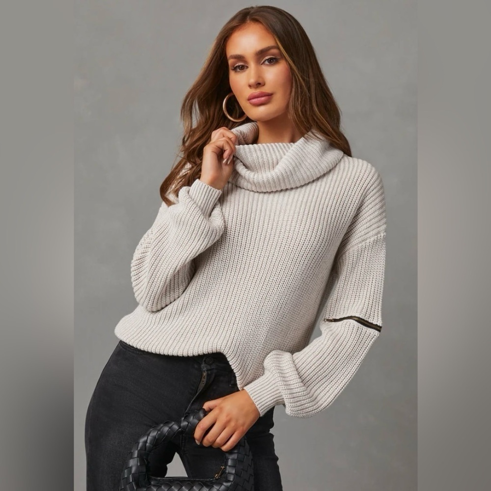 NWT - VICI - Shoreditch Cotton Blend Zip Sleeve
Knit Sweater - Size Large - Picture 3 of 9